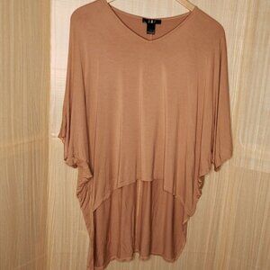 J.A.C Womens Oversized Batwing Short Sleeve High Low Stretchy Top Small